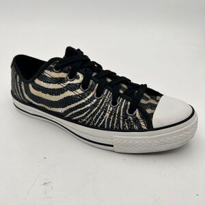 Converse Black & White Animal Print Casual Sneakers women’s Size 8 Bling